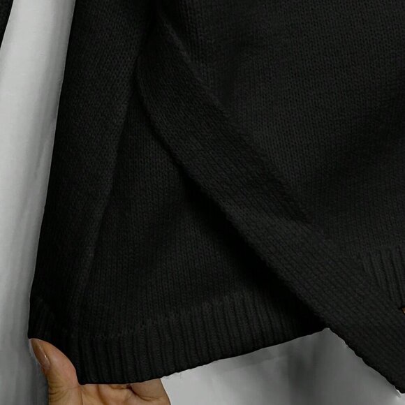 Black Casual Women's Lace-Up Loose Versatile knit Cardigan - Picture 8 of 8